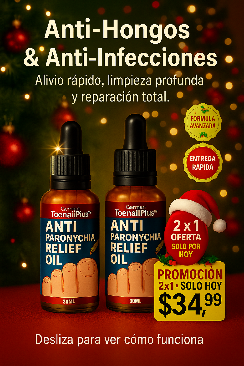 🎄 SUERO ANTI-HONGO (2x1) – PROMOCIÓN NAVIDEÑA “¿Listo para volver a mostrar tus uñas sin vergüenza?”